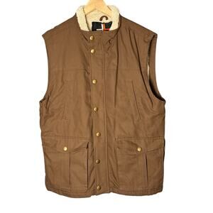 Surplus Brown Canvas Sherpa-Lined Workwear Vest -
Size Large
